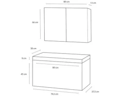 Badmöbel-Set Differnz Somero BxHxT 80 x 120 x 38 cm Frontfarbe anthrazit mit Waschtisch Mineralguss weiß