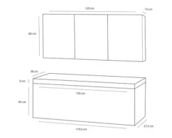 Badmöbel-Set Differnz Somero BxHxT 120 x 120 x 38 cm Frontfarbe anthrazit mit Waschtisch Mineralguss weiß