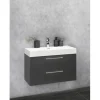 Badmöbel-Set Differnz Somero BxHxT 60 x 54 x 38 cm Frontfarbe anthrazit mit Waschtisch Mineralguss weiß
