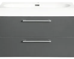 Badmöbel-Set Differnz Somero BxHxT 60 x 54 x 38 cm Frontfarbe anthrazit mit Waschtisch Mineralguss weiß