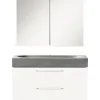 Badmöbel-Set Differnz Somero BxHxT 80 x 170 x 38 cm Frontfarbe weiß hochglanz mit Waschtisch Beton grau