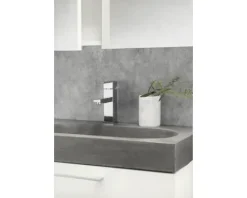 Badmöbel-Set Differnz Somero BxHxT 80 x 170 x 38 cm Frontfarbe weiß hochglanz mit Waschtisch Beton grau