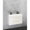 Badmöbel-Set Differnz Somero BxHxT 60 x 57 x 38 cm Frontfarbe weiß hochglanz mit Waschtisch Mineralguss weiß
