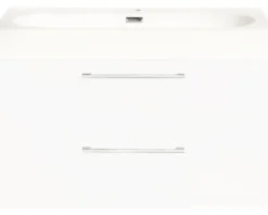 Badmöbel-Set Differnz Somero BxHxT 60 x 57 x 38 cm Frontfarbe weiß hochglanz mit Waschtisch Mineralguss weiß