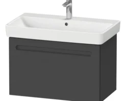 Badmöbel-Set DURAVIT No.1 BxHxT 80 x 200 x 45 cm Frontfarbe graphit mit Waschtisch weiß und Waschtischunterschrank mit Innenschubkasten Spiegelschrank mit LED-Beleuchtung N10169049490000