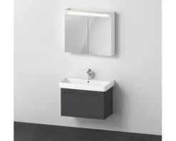 Badmöbel-Set DURAVIT No.1 BxHxT 80 x 200 x 45 cm Frontfarbe graphit mit Waschtisch weiß und Waschtischunterschrank mit Innenschubkasten Spiegelschrank mit LED-Beleuchtung N10169049490000