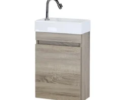 Badmöbel-Set Maxim 40 cm mit Keramikwaschtisch Eiche grau