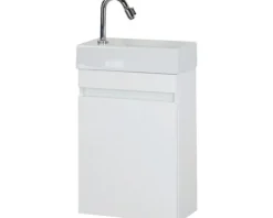 Badmöbel-Set Maxim 40 cm mit Keramikwaschtisch weiß hochglanz