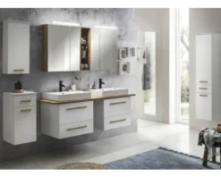 Badmöbel-Set Möbelpartner Duo 1652 BxHxT 165,2 x 61,5 x 50 cm Frontfarbe weiß mit Waschtisch Keramik weiß