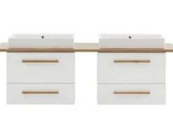 Badmöbel-Set Möbelpartner Duo 1652 BxHxT 165,2 x 61,5 x 50 cm Frontfarbe weiß mit Waschtisch Keramik weiß