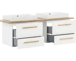 Badmöbel-Set Möbelpartner Duo 1652 BxHxT 165,2 x 61,5 x 50 cm Frontfarbe weiß mit Waschtisch Keramik weiß