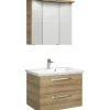 Badmöbel-Set Pelipal Kumba BxHxT 80 x 200 x 51 cm Frontfarbe eiche riviera mit Mineralguss-Waschtisch weiß 99.77022147