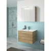 Badmöbel-Set Pelipal Kumba BxHxT 77 x 200 x 50 cm Frontfarbe eiche riviera mit Mineralguss-Waschtisch weiß 99.77012647