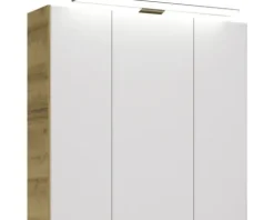 Badmöbel-Set Pelipal Kumba BxHxT 77 x 200 x 50 cm Frontfarbe eiche riviera mit Mineralguss-Waschtisch weiß 99.77012647