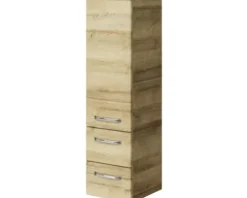 Badmöbel-Set Pelipal Kumba BxHxT 137 x 200 x 50 cm Frontfarbe eiche riviera 5-teilig mit Mineralguss-Waschtisch weiß, Midischrank, Unterschrank und Wandschrank 99.770126473