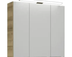 Badmöbel-Set Pelipal Kumba BxHxT 137 x 200 x 50 cm Frontfarbe eiche riviera 5-teilig und mehr mit Glas-Waschtisch weiß, Hochschrank, Unterschrank und Wandschrank 99.770326473