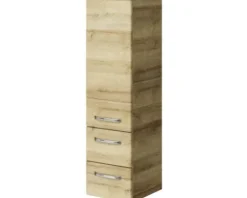 Badmöbel-Set Pelipal Kumba BxHxT 137 x 200 x 50 cm Frontfarbe eiche riviera 5-teilig und mehr mit Glas-Waschtisch weiß, Hochschrank, Unterschrank und Wandschrank 99.770326473