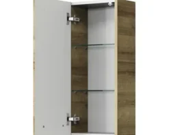 Badmöbel-Set Pelipal Kumba BxHxT 137 x 200 x 50 cm Frontfarbe eiche riviera 5-teilig und mehr mit Glas-Waschtisch weiß, Hochschrank, Unterschrank und Wandschrank 99.770326473