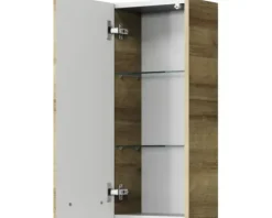 Badmöbel-Set Pelipal Kumba BxHxT 107 x 200 x 50 cm Frontfarbe eiche riviera 5-teilig und mehr mit Mineralguss-Waschtisch weiß, Unterschrank und Wandschrank 99.770121474