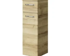 Badmöbel-Set Pelipal Kumba BxHxT 107 x 200 x 50 cm Frontfarbe eiche riviera 5-teilig und mehr mit Mineralguss-Waschtisch weiß, Unterschrank und Wandschrank 99.770121474