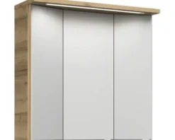 Badmöbel-Set Pelipal Kumba BxHxT 107 x 200 x 50 cm Frontfarbe eiche riviera 5-teilig und mehr mit Mineralguss-Waschtisch weiß, Unterschrank und Wandschrank 99.770121474