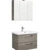 Badmöbel-Set Pelipal Kumba BxHxT 80 x 200 x 51 cm Frontfarbe graphit struktur quer mit Mineralguss-Waschtisch weiß 99.77022619