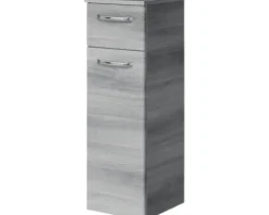 Badmöbel-Set Pelipal Kumba BxHxT 167 x 200 x 51 cm Frontfarbe graphit struktur quer 5-teilig und mehr mit Mineralguss-Waschtisch, Midischrank und Unterschrank 99.1070225192