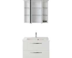 Badmöbel-Set Pelipal Kumba BxHxT 77 x 200 x 50 cm Frontfarbe weiß hochglanz mit Mineralguss-Waschtisch weiß 99.77012509