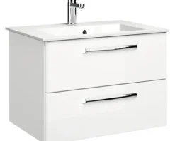 Badmöbel-Set Pelipal Kumba BxHxT 77 x 200 x 50 cm Frontfarbe weiß hochglanz mit Mineralguss-Waschtisch weiß 99.77012109