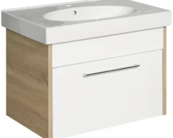 Badmöbel-Set Pelipal Lagos BxHxT 80 x 58,5 x 48 cm Frontfarbe weiß hochglanz mit Waschtisch Keramik weiß 382.000810