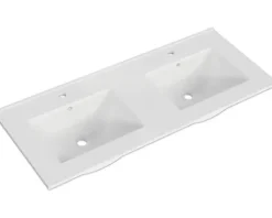 Badmöbel-Set Pelipal Napoli BxHxT 120 x 200 x 46,5 cm Frontfarbe eiche ribbeck mit Keramik-Doppelwaschtisch weiß SET-150-046