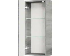 Badmöbel-Set Pelipal Quickset 328 BxHxT 175 x 200 x 39 cm Frontfarbe graphit struktur quer mit Mineralguss-Waschtisch und Hochschrank, Unterschrank und Wandschrank 328.120005