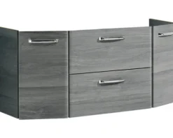 Badmöbel-Set Pelipal Quickset 328 BxHxT 175 x 200 x 39 cm Frontfarbe graphit struktur quer mit Mineralguss-Waschtisch und Hochschrank, Unterschrank und Wandschrank 328.120005