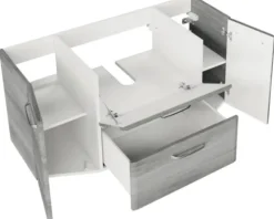 Badmöbel-Set Pelipal Quickset 328 BxHxT 175 x 200 x 39 cm Frontfarbe graphit struktur quer mit Mineralguss-Waschtisch und Hochschrank, Unterschrank und Wandschrank 328.120005