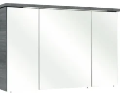 Badmöbel-Set Pelipal Quickset 328 BxHxT 145 x 200 x 39 cm Frontfarbe graphit struktur quer mit Mineralguss-Waschtisch weiß, Unterschrank und Wandschrank 328.120004