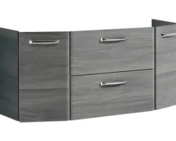 Badmöbel-Set Pelipal Quickset 328 BxHxT 175 x 200 x 39 cm Frontfarbe graphit struktur quer mit Mineralguss-Waschtisch und Hochschrank, Unterschrank und Wandschrank 328.120006