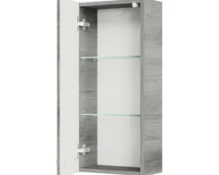 Badmöbel-Set Pelipal Quickset 328 BxHxT 175 x 200 x 39 cm Frontfarbe graphit struktur quer mit Mineralguss-Waschtisch und Hochschrank, Unterschrank und Wandschrank 328.120006