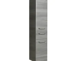 Badmöbel-Set Pelipal Quickset 328 BxHxT 145 x 200 x 39 cm Frontfarbe graphit struktur quer mit Mineralguss-Waschtisch und Hochschrank 328.120003