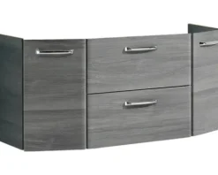 Badmöbel-Set Pelipal Quickset 328 BxHxT 145 x 200 x 39 cm Frontfarbe graphit struktur quer mit Mineralguss-Waschtisch und Hochschrank 328.120003