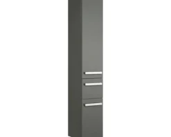 Badmöbel-Set Pelipal Serie 4005 BxHxT 212 x 200 x 49,1 cm Frontfarbe grau hochglanz Badmöbelset 5-teilig und mehr mit Waschtisch Glas weiß und Glaswaschtisch Spiegelschrank mit LED-Beleuchtung Waschtischunterschrank Hochschrank Wandschrank Unterschrank