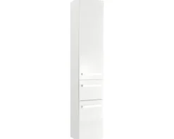 Badmöbel-Set Pelipal Serie 4005 BxHxT 180 x 200 x 49,1 cm Frontfarbe weiß hochglanz Badmöbelset 5-teilig und mehr mit Waschtisch Glas weiß und Glaswaschtisch Waschtischunterschrank Spiegelschrank mit LED-Beleuchtung Hochschrank Unterschrank Wandschrank