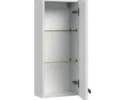 Badmöbel-Set Pelipal Serie 4005 BxHxT 180 x 200 x 49,1 cm Frontfarbe weiß hochglanz Badmöbelset 5-teilig und mehr mit Waschtisch Glas weiß und Glaswaschtisch Waschtischunterschrank Spiegelschrank mit LED-Beleuchtung Hochschrank Unterschrank Wandschrank