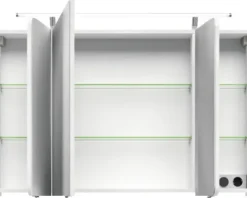 Badmöbel-Set Pelipal Serie 4005 BxHxT 180 x 200 x 49,1 cm Frontfarbe weiß hochglanz Badmöbelset 5-teilig und mehr mit Waschtisch Glas weiß und Glaswaschtisch Waschtischunterschrank Spiegelschrank mit LED-Beleuchtung Hochschrank Unterschrank Wandschrank