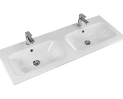 Badmöbel-Set Pelipal Sunline 121 BxHxT 121 x 200 x 46 cm Frontfarbe sangallo grau mit Mineralguss-Doppelwaschtisch Waschtischunterschrank 3 Schubkästen und Spiegelschrank mit LED-Beleuchtung