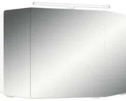 Badmöbel-Set Pelipal Sunline 104 BxHxT 131 x 200 x 50,5 cm Frontfarbe weiß hochglanz Badmöbelset 4-teilig mit Waschtisch Mineralmarmor weiß und Waschtischunterschrank Spiegelschrank mit LED-Beleuchtung Unterschrank