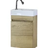 Badmöbel-Set Sanox Maxim Frontfarbe eiche natur BxHxT 40 x 65 x 22 mm mit Keramikwaschtisch
