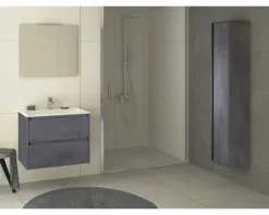 Badmöbel-Set Sanox Porto BxHxT 71 x 57 x 51 cm Frontfarbe beton anthrazit mit Waschtisch Keramik weiß