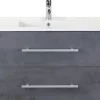 Badmöbel-Set Sanox Stretto BxHxT 81 x 52 x 39 cm Frontfarbe beton anthrazit mit Waschtisch Keramik weiß