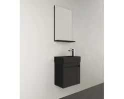 Badmöbelset 2-teilig form&style Avellino BxHxT 45 x 54 x 28 cm Frontfarbe schwarz mit Waschtisch Keramik schwarz