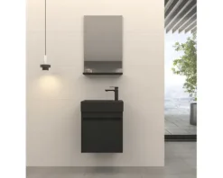 Badmöbelset 2-teilig form&style Avellino BxHxT 45 x 54 x 28 cm Frontfarbe schwarz mit Waschtisch Keramik schwarz